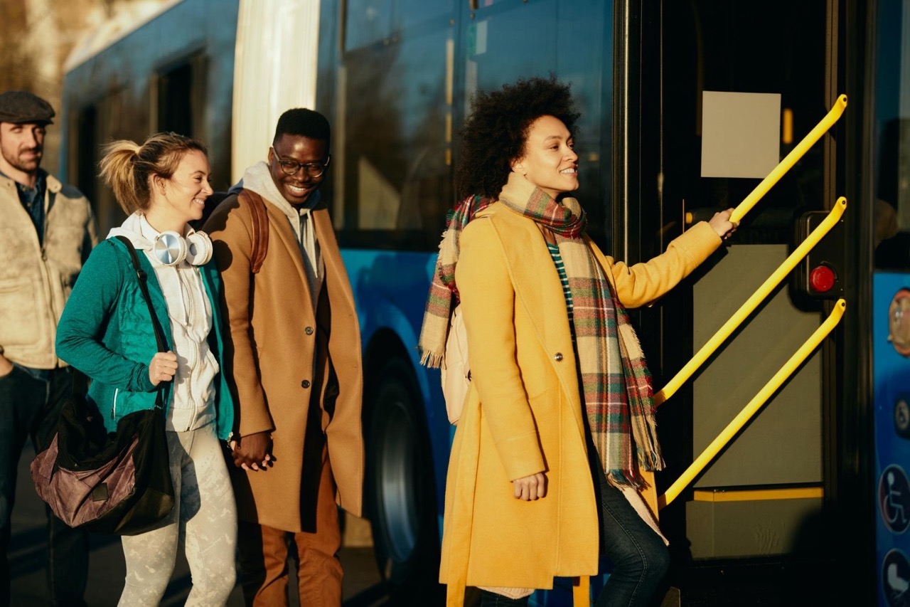 Passengers Boarding Charter Bus